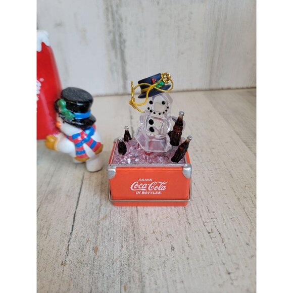 Vintage coca cola snowman ice coke ornament Xmas set unique - Picture 2 of 7